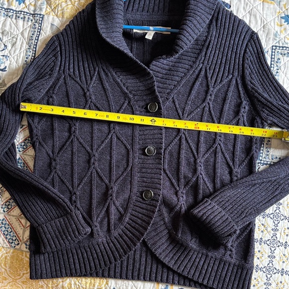 GH Bass Heritage Black Cable-Knit Shawl Collar Cardigan - Picture 10 of 16